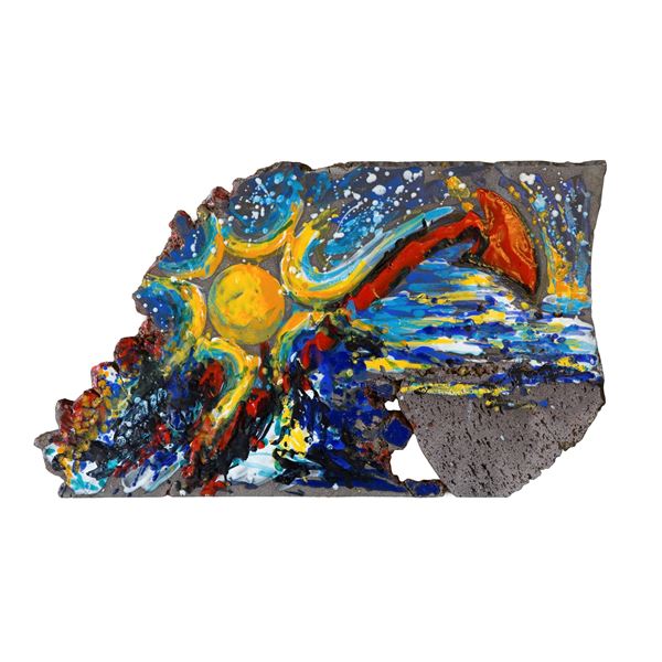 Orazio Ciaramella Horos : Poseidon 92  (1992)  - Pietra lavica e smalto su legno - Asta Asta Collezione Ceramiche Postmoderne PrimeDiCopertina - Casa d'aste La Rosa