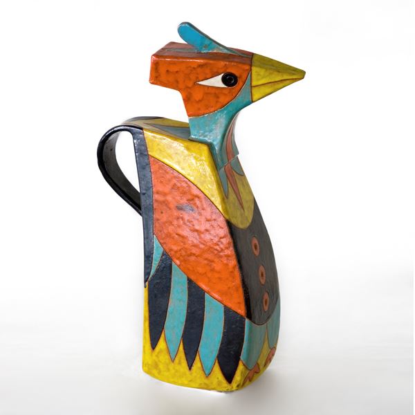 Mario Pezzi : Il Picchio  (2007)  - Maiolica grafita e colorata a smalti - Asta Asta Collezione Ceramiche Postmoderne PrimeDiCopertina - Casa d'aste La Rosa