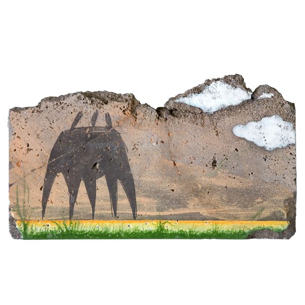 Barbaro Messina : Orizzonte  (1995)  - Pietra lavica maiolicata - Asta Asta Collezione Ceramiche Postmoderne PrimeDiCopertina - Casa d'aste La Rosa