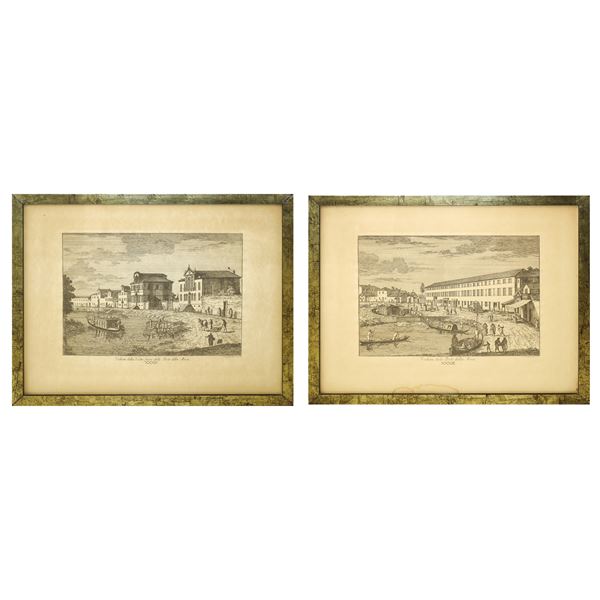 Pair of engravings of View of the Porte della Mira n. 23 and View outside the Porte della Mira