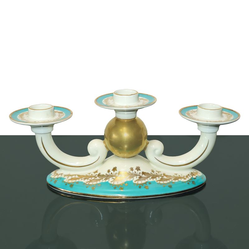 Trittico portacandele in porcellana