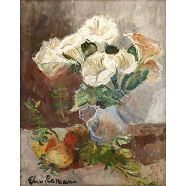 Elio Romano - Vaso con fiori e frutti