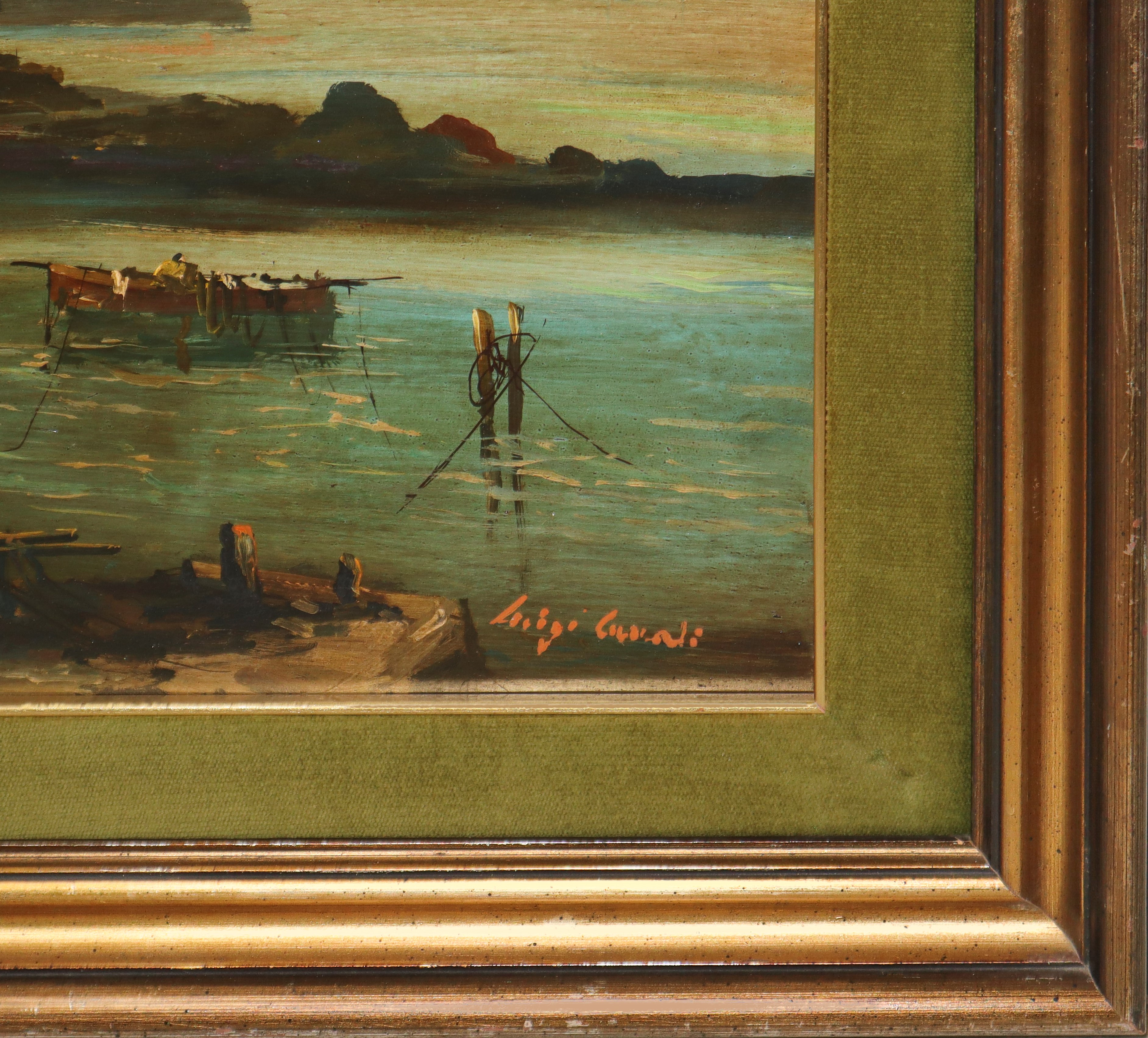 Luigi Canali - Marina con Barche e Pescatori