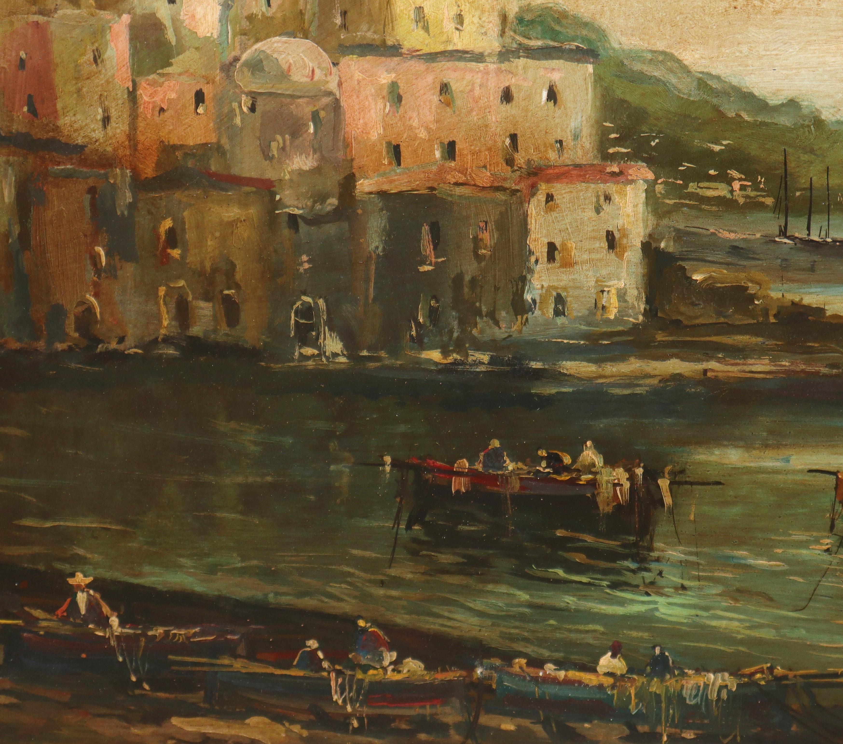 Luigi Canali - Marina con Barche e Pescatori