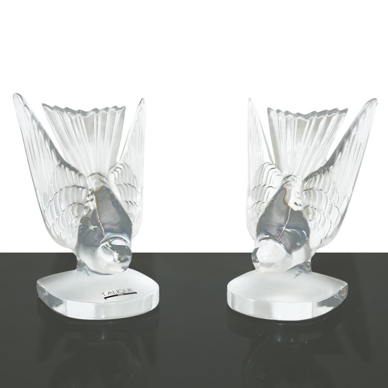 Lalique Paris - Reggilibri Rondine in Cristallo Modellato e Smerigliato