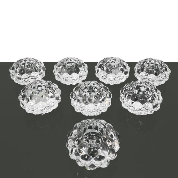 Eight Orreofors bubble glass candle holders