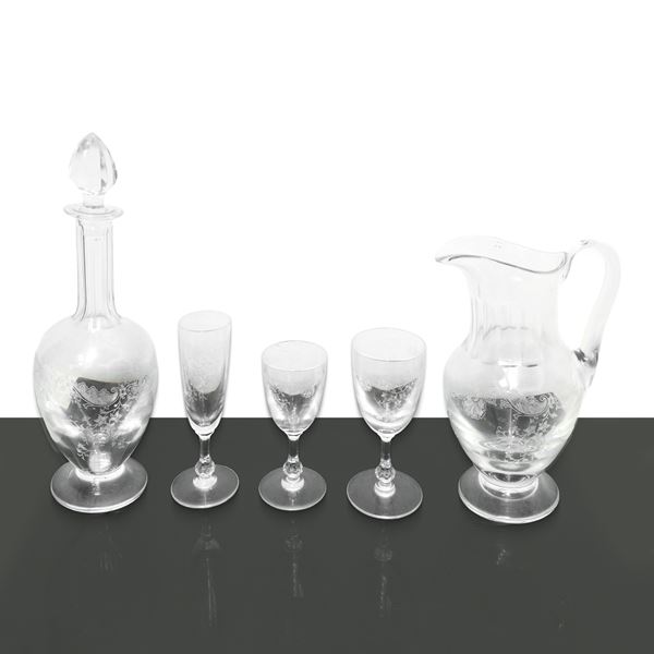 Saint Louis - Complete set of Saint Louis crystal glasses, Cleo model 