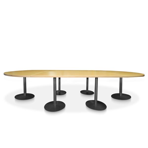 TR by Fantoni - Light oak wood table with modular top