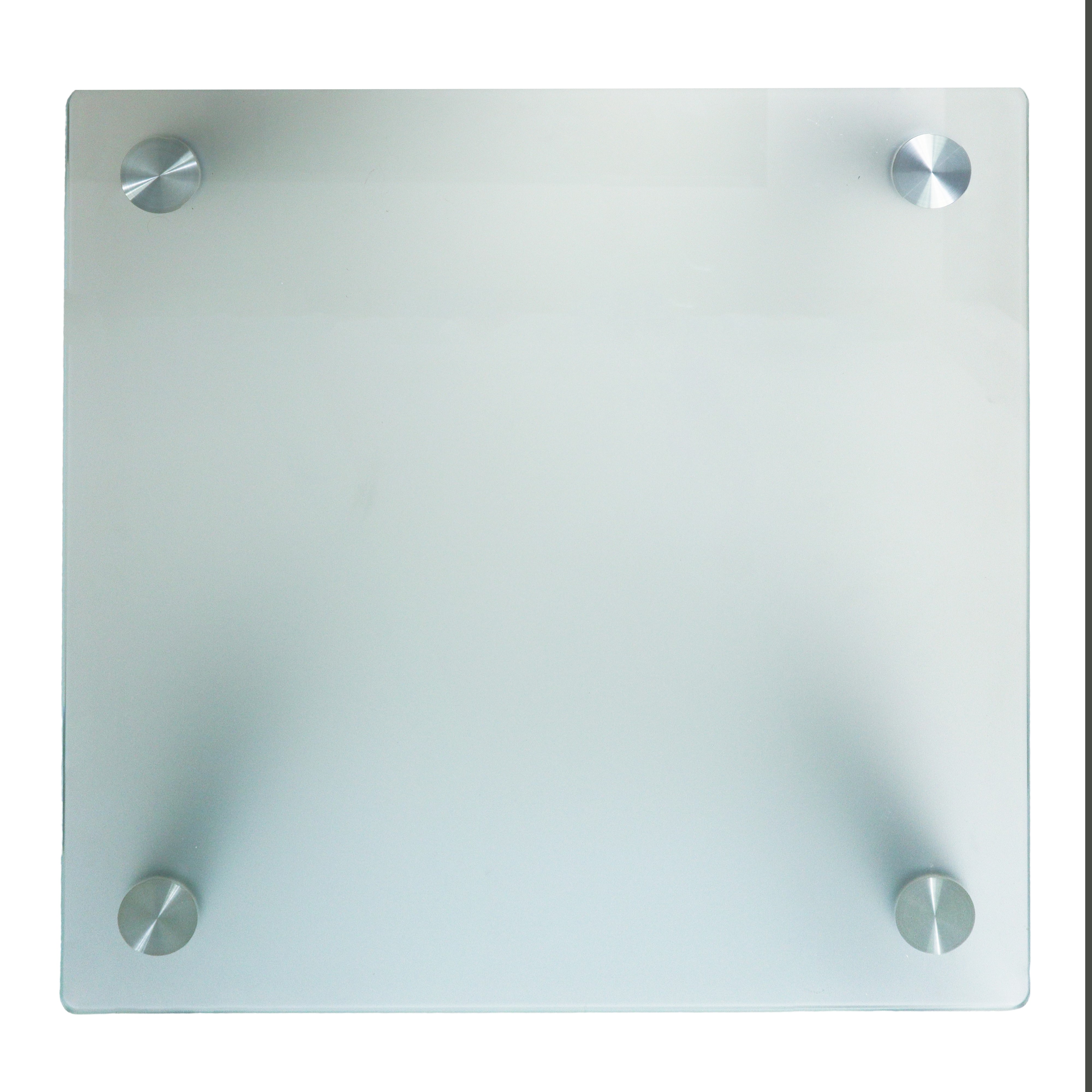 Tavolo basso prod. italiana con piano vetro satinato e con piedi in acciaio grigio