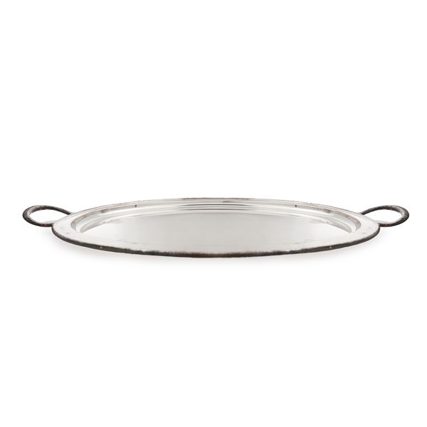 Oval tray with handles in Sheffield.
