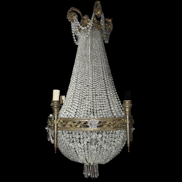 Chandelier with glass brindoli