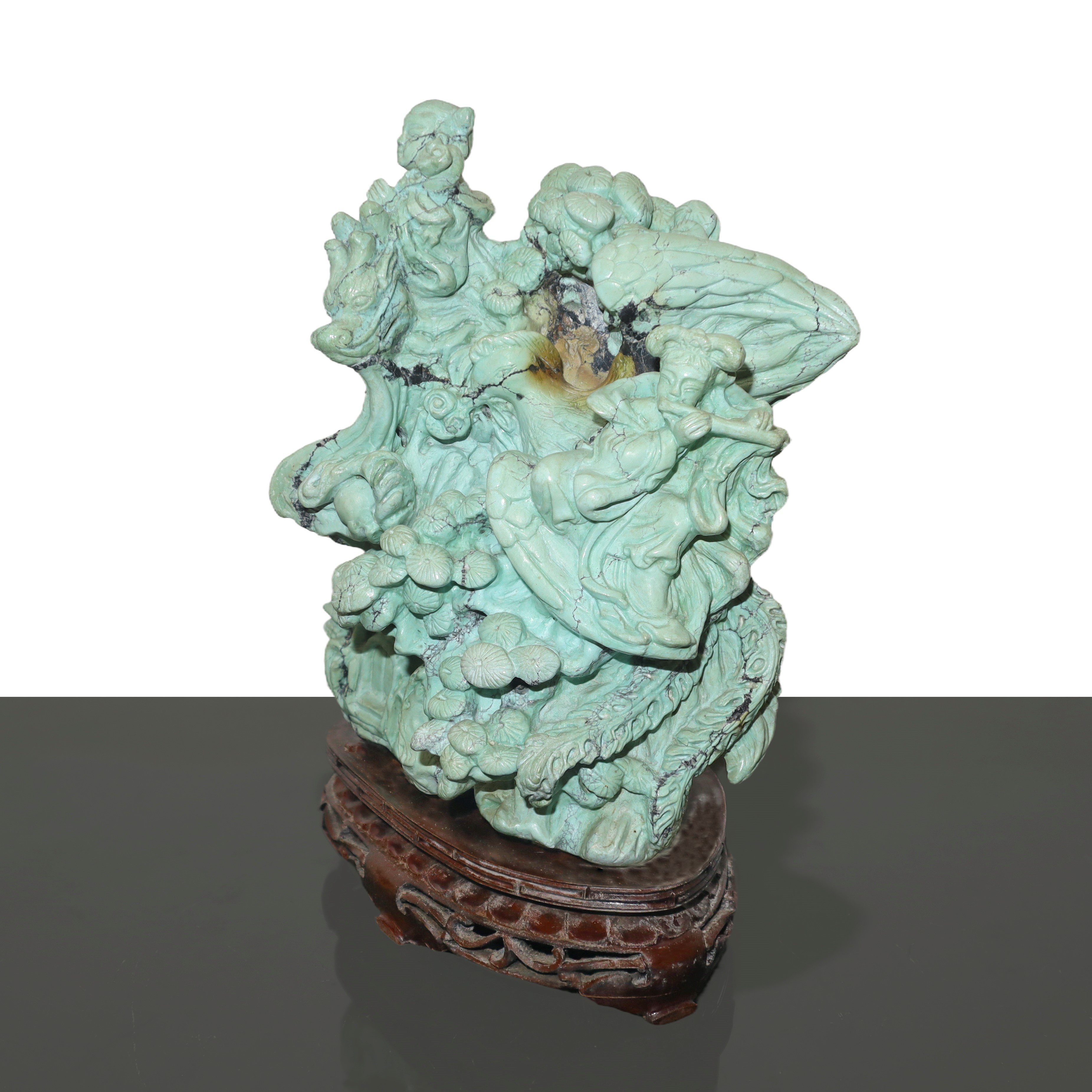 Scultura Cinese con Suonatrici in Turchese