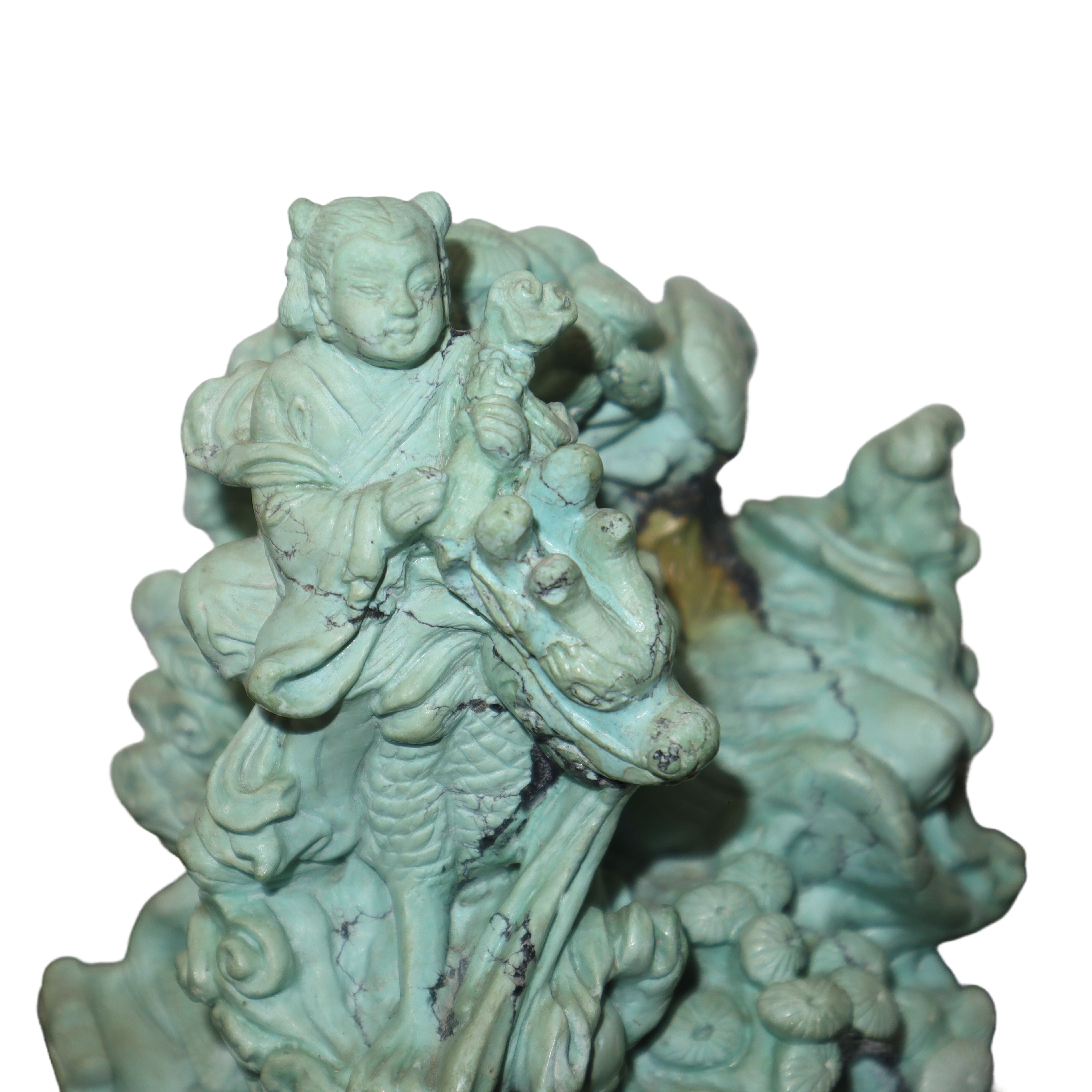 Scultura Cinese con Suonatrici in Turchese