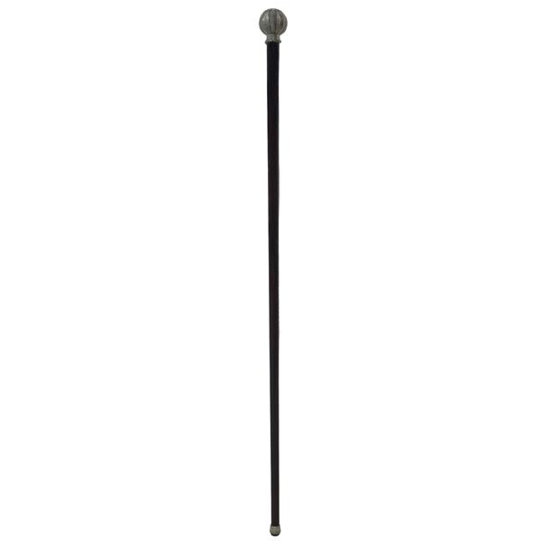 Rattan wood walking stick with pewter handle