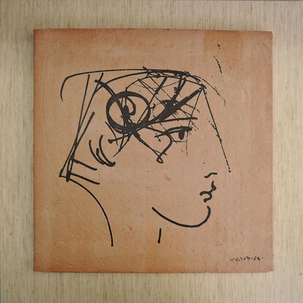 Giuseppe Tampieri : Volto Femminile  (2008)  - Grafia su materiale argilloso - Asta Asta Collezione Ceramiche Postmoderne PrimeDiCopertina - Casa d'aste La Rosa