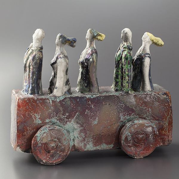 Paolo Staccioli : Carro  (2013)  - Refrattario dipinto con ossidi e sali sotto vernice e lustrato - Asta Asta Collezione Ceramiche Postmoderne PrimeDiCopertina - Casa d'aste La Rosa