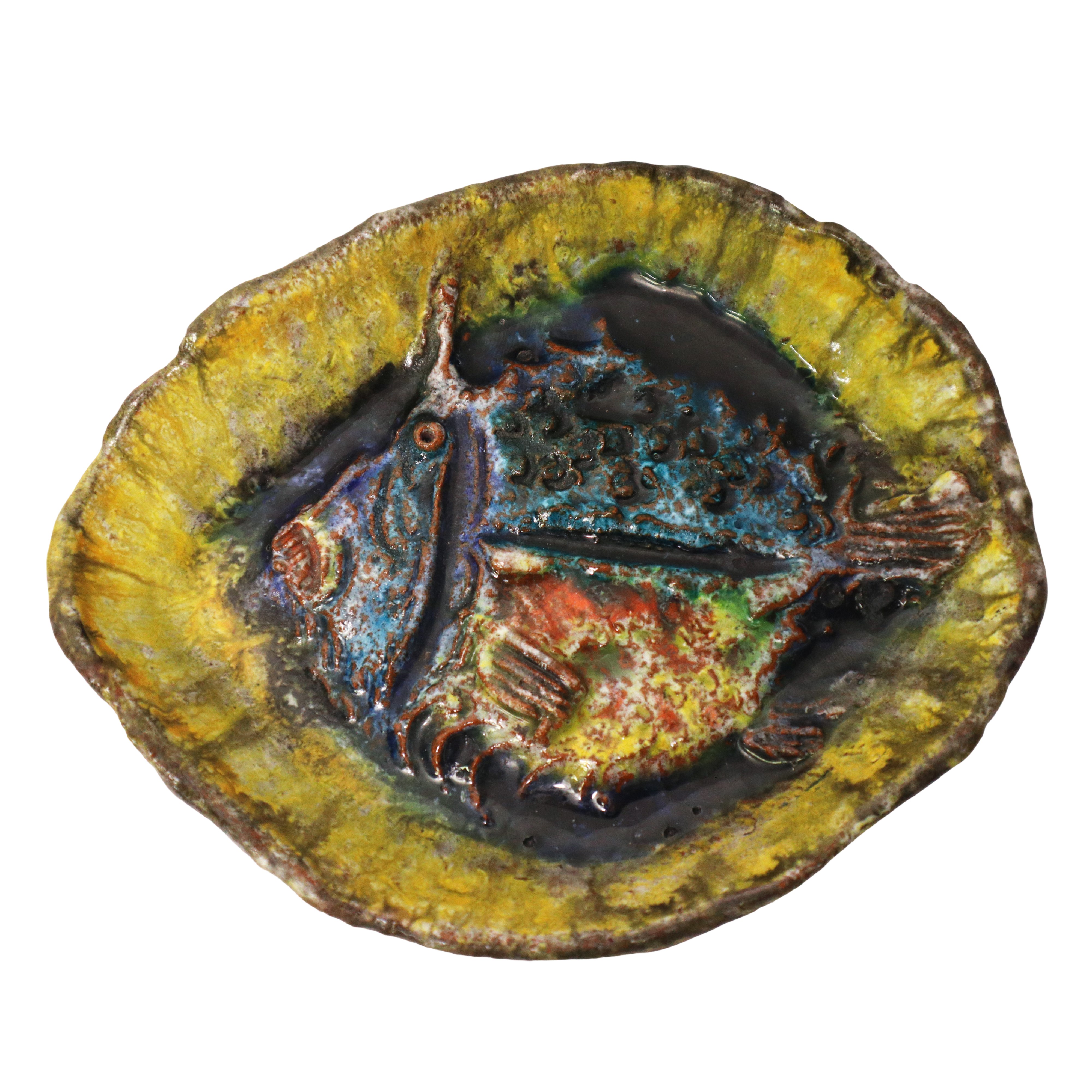 Ugo Lucerni - Ciotola con pesce, maiolica con vetrina