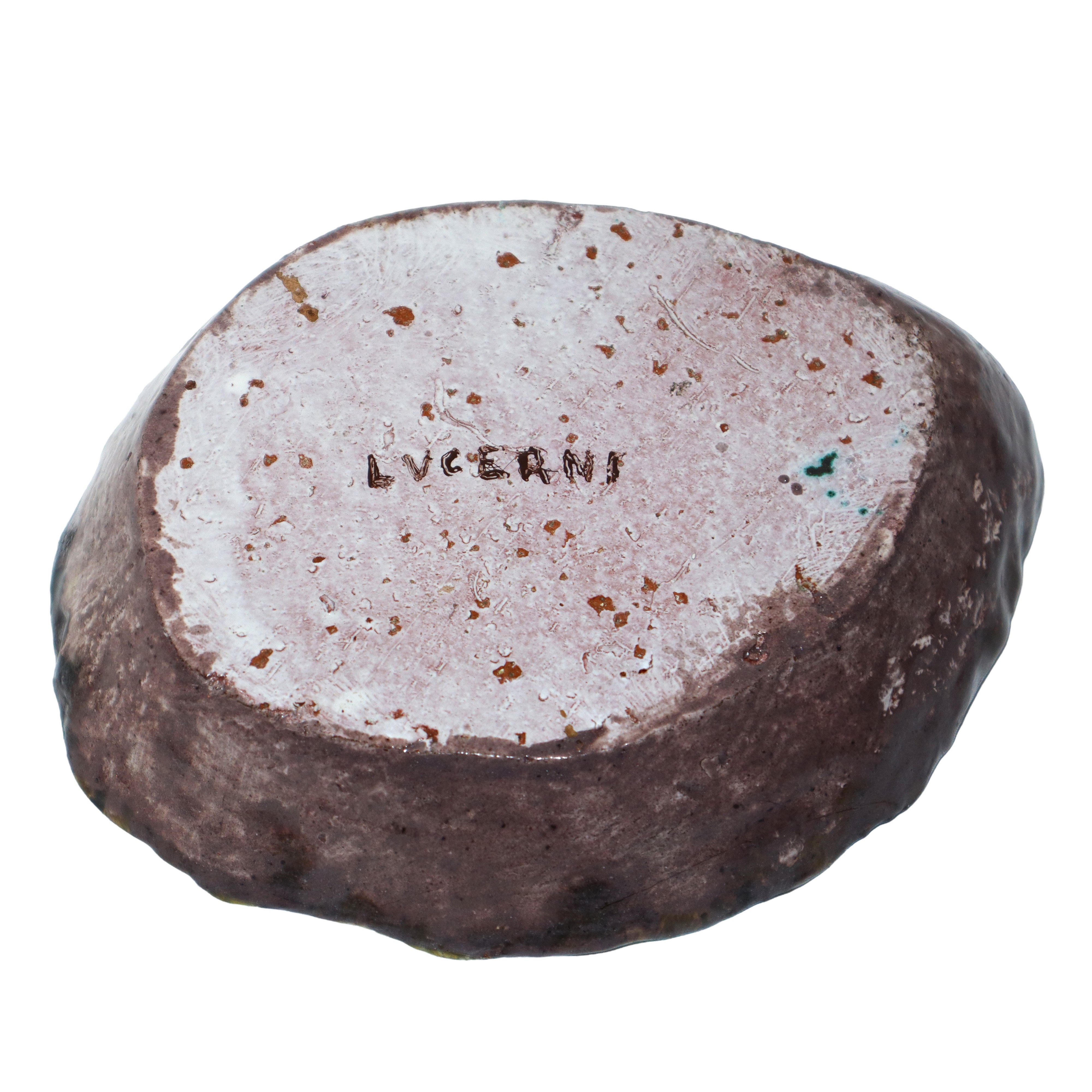 Ugo Lucerni - Ciotola con pesce, maiolica con vetrina