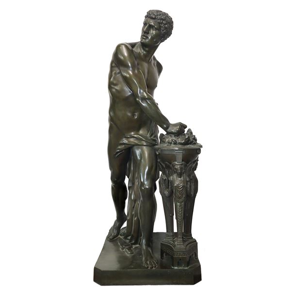 Oudin - Muzio Scevola in bronze, with wooden base