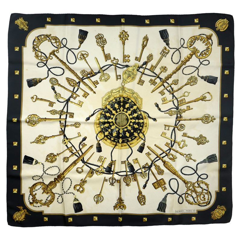 Caty Latham per Hermès - Foulard in Twill di Seta Modello Les Clefs