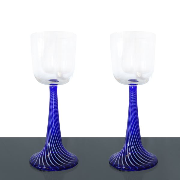 Saint Louis - Two blue and white Filigranè centerpieces