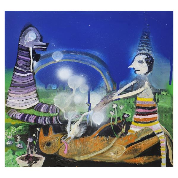 Silvia Argiolas - Abstract scene with animals and character