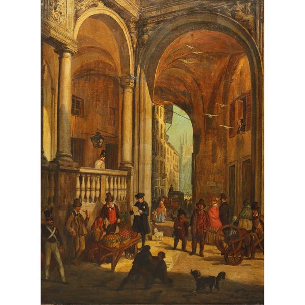 Veduta della Piazza dei Mercanti o Il passaggio dalla Piazza dei Mercanti alla Pescheria Vecchia