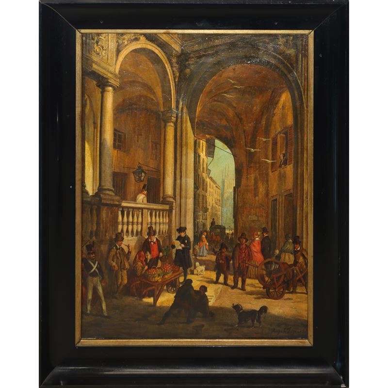 Veduta della Piazza dei Mercanti o Il passaggio dalla Piazza dei Mercanti alla Pescheria Vecchia