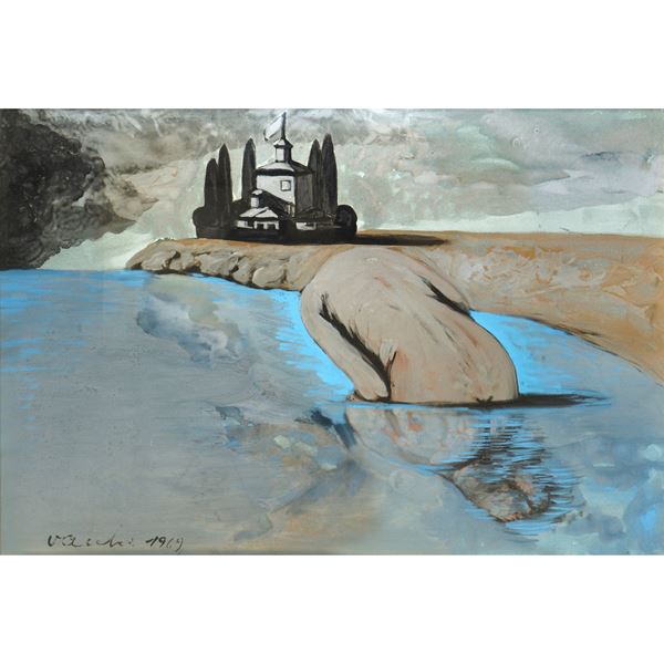 Sergio  Vacchi - Nude woman in the water