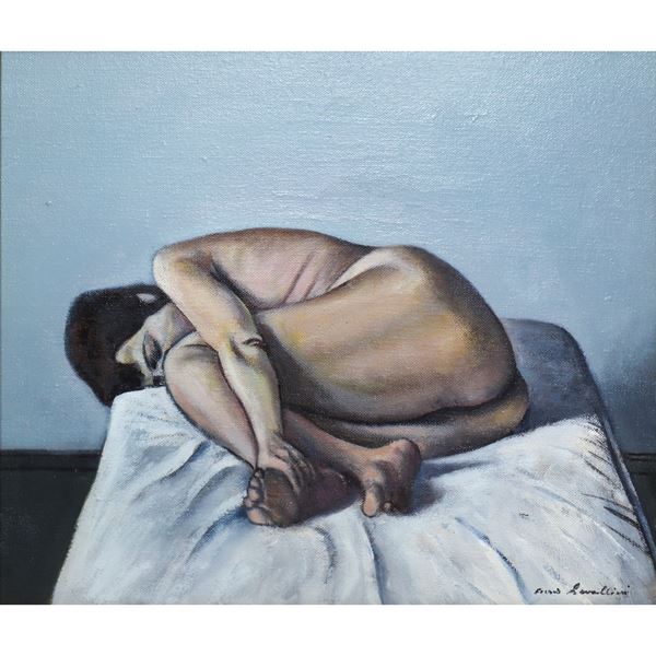 Furio Cavallini - Crouching nude woman