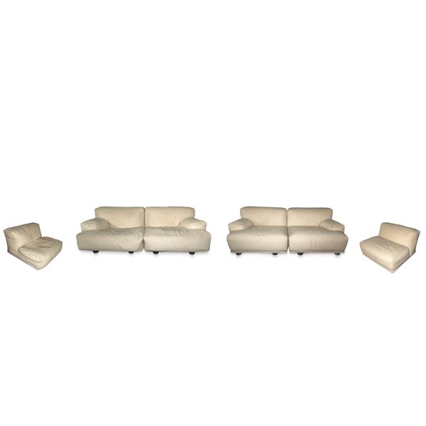 Vico Magistretti per Cassina - Pair of Fiandra sofas and two armchairs