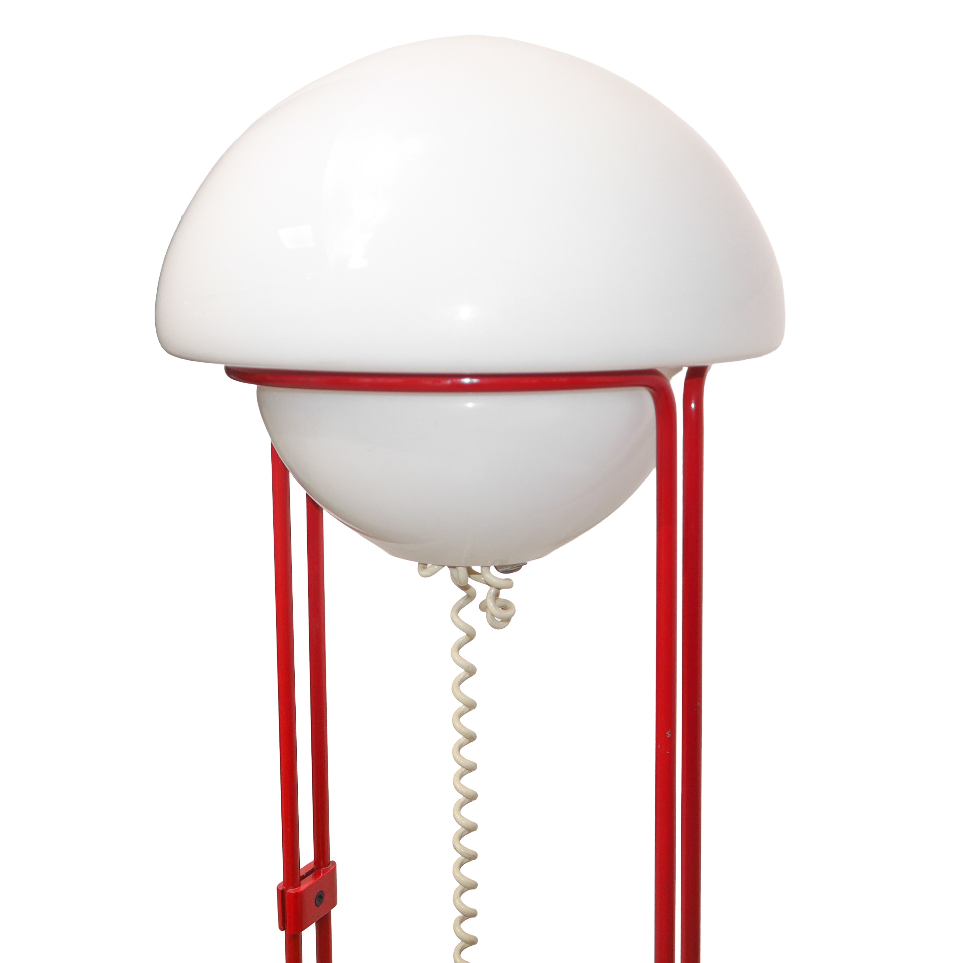 Lampada da terra in vetro opalino bianco e metallo laccato, base in marmo