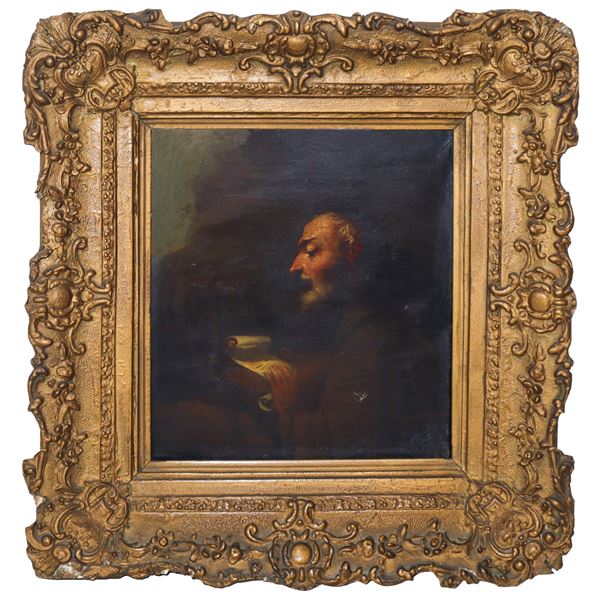 Friar with crucifix reading