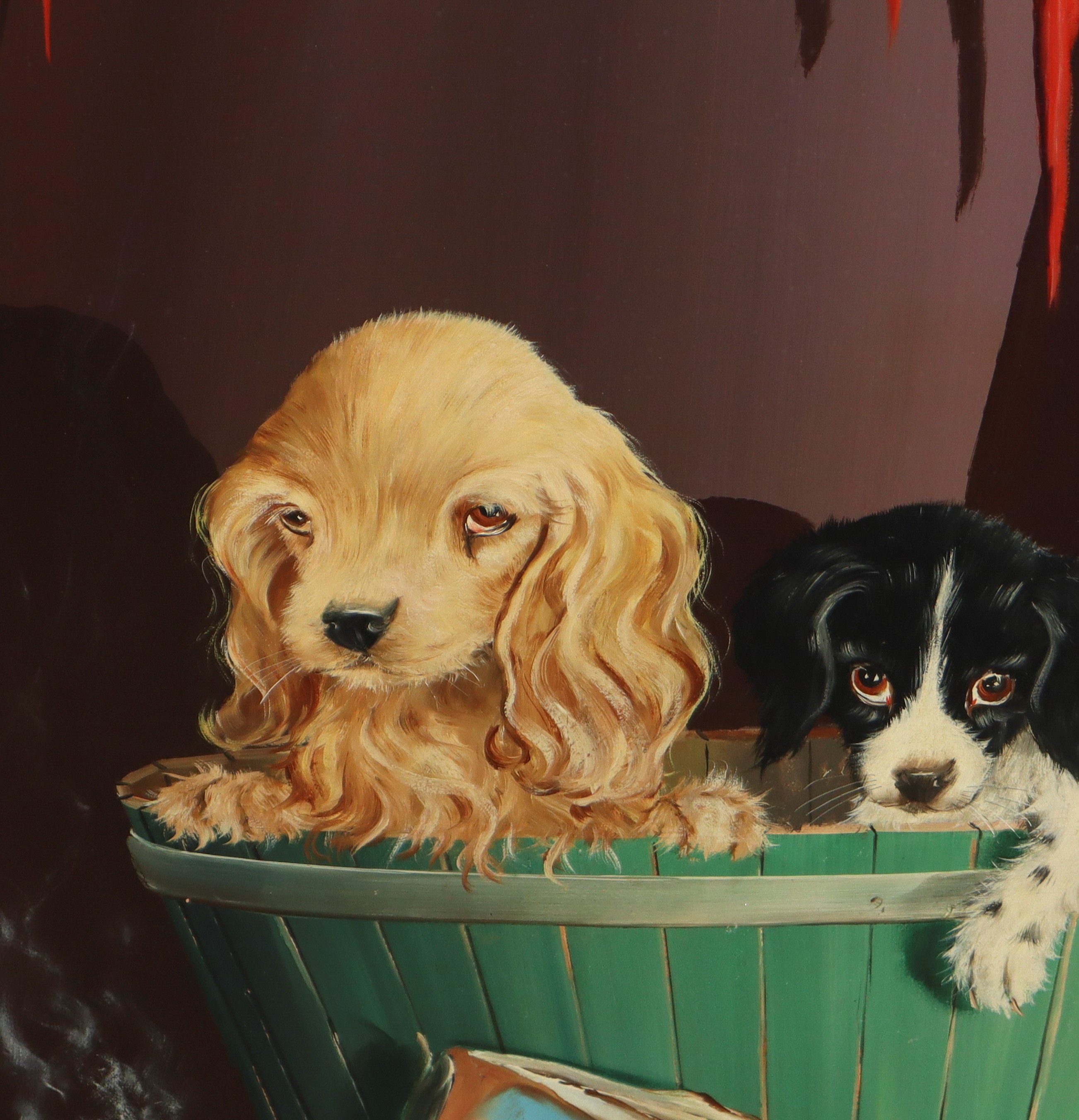 Alfano Dardari - Cuccioli di Cani in Cesta