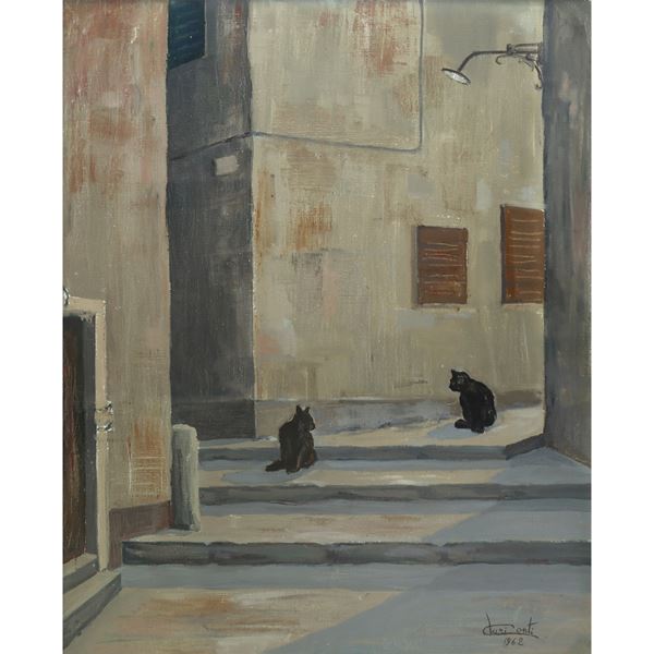 Salvatore Conti - Vicolo con gatti