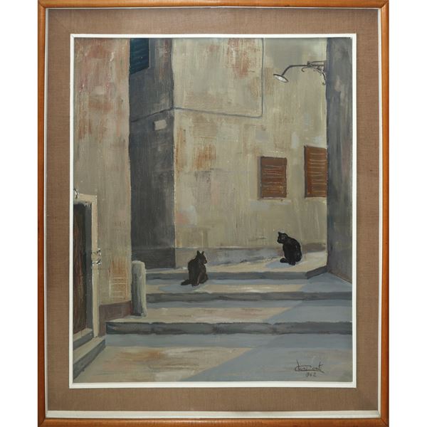 Salvatore Conti - Alley with cats