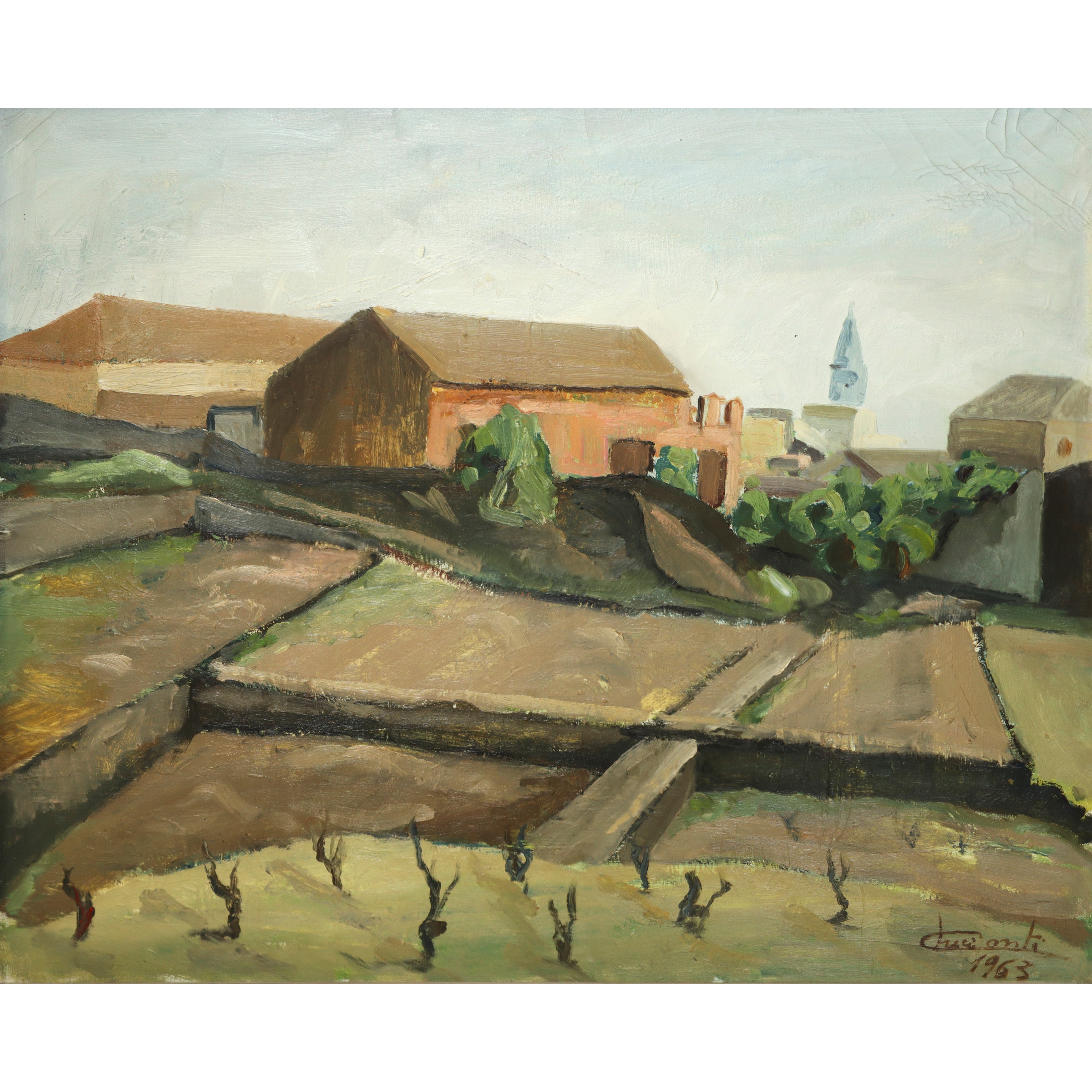 Paesaggio con Case e Tralci di Vite