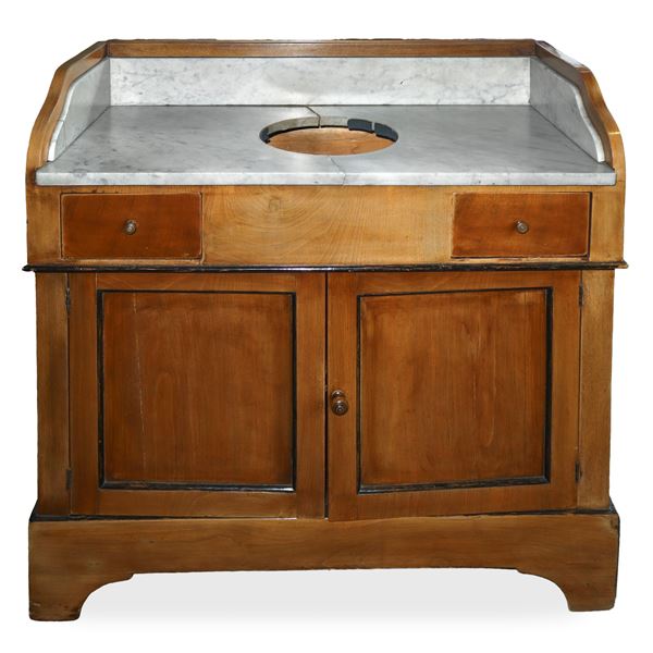 Washbasin cabinet, marble on the top and two doors at the base