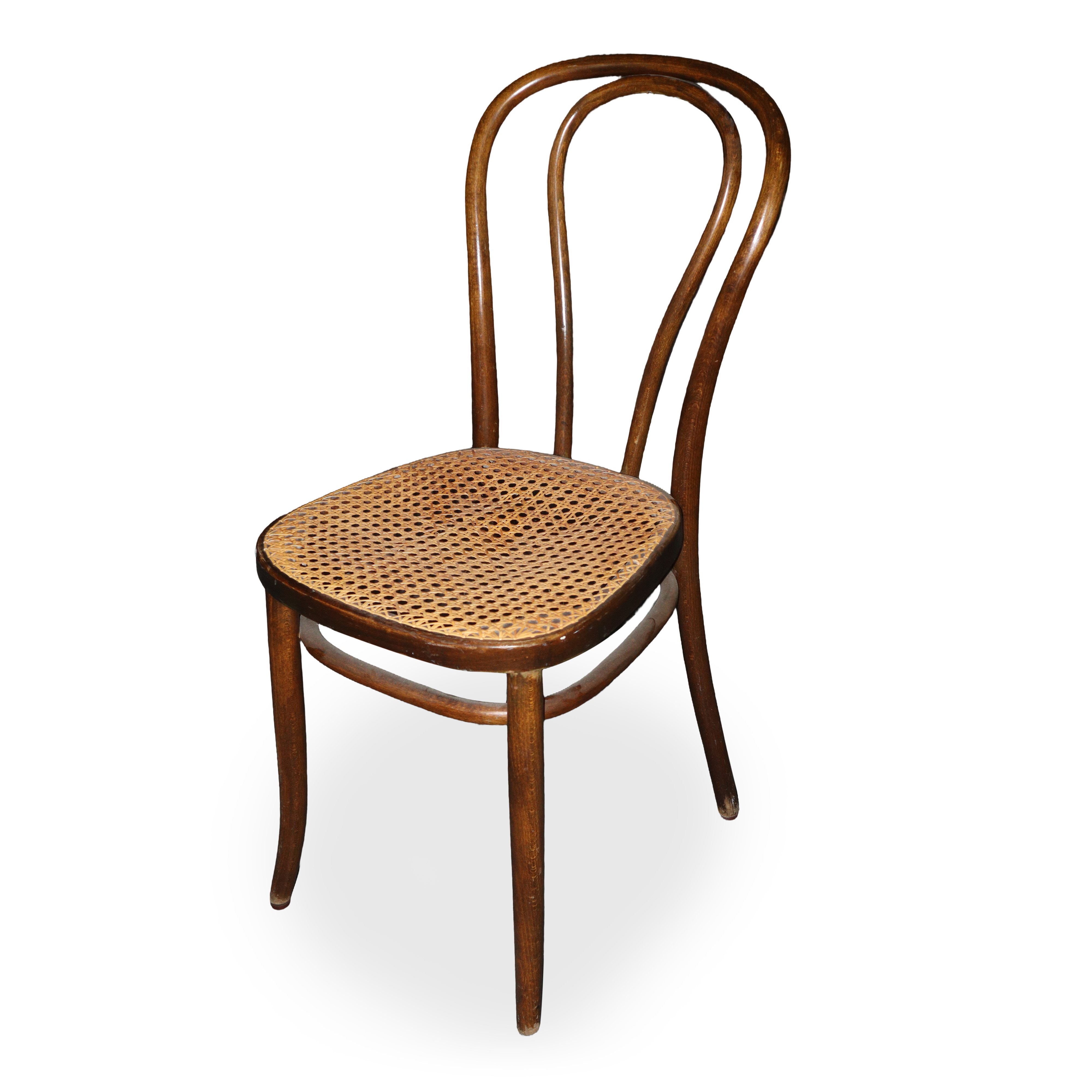 Sei Sedie in Stile Thonet in Legno di Faggio con Seduta in Paglia di Vienna Cucita
