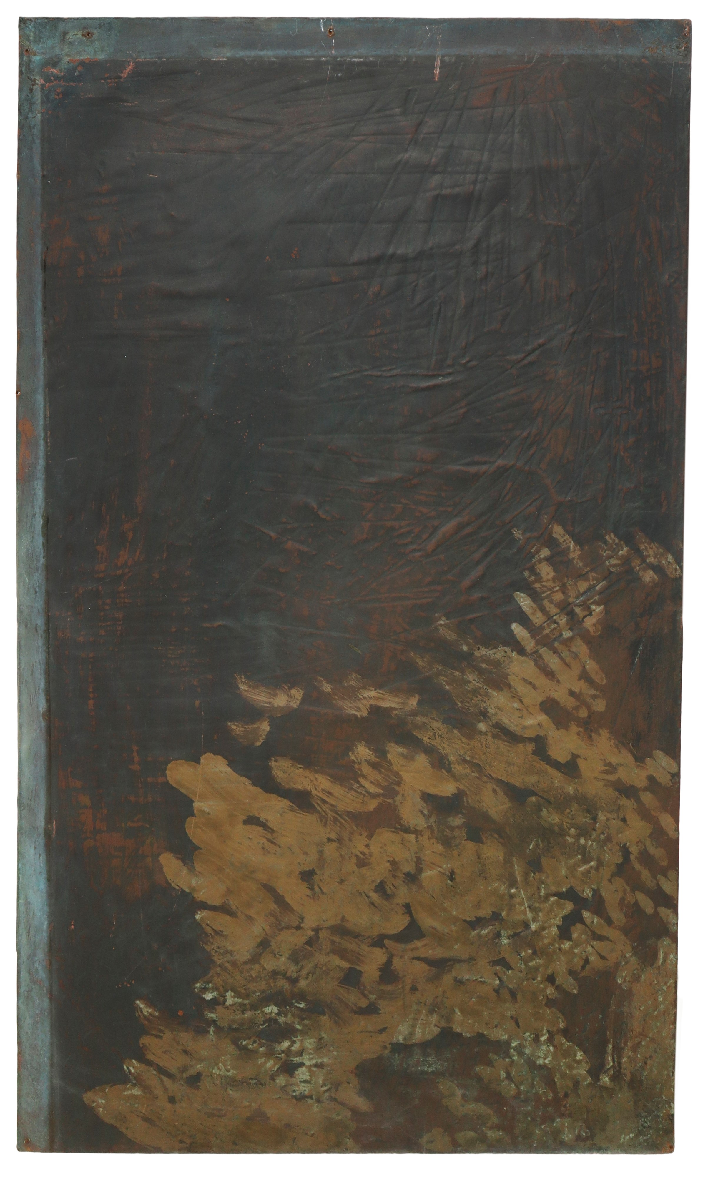 Grande pannello in lamina di ottone raffigurante Pescatore ad Acitrezza