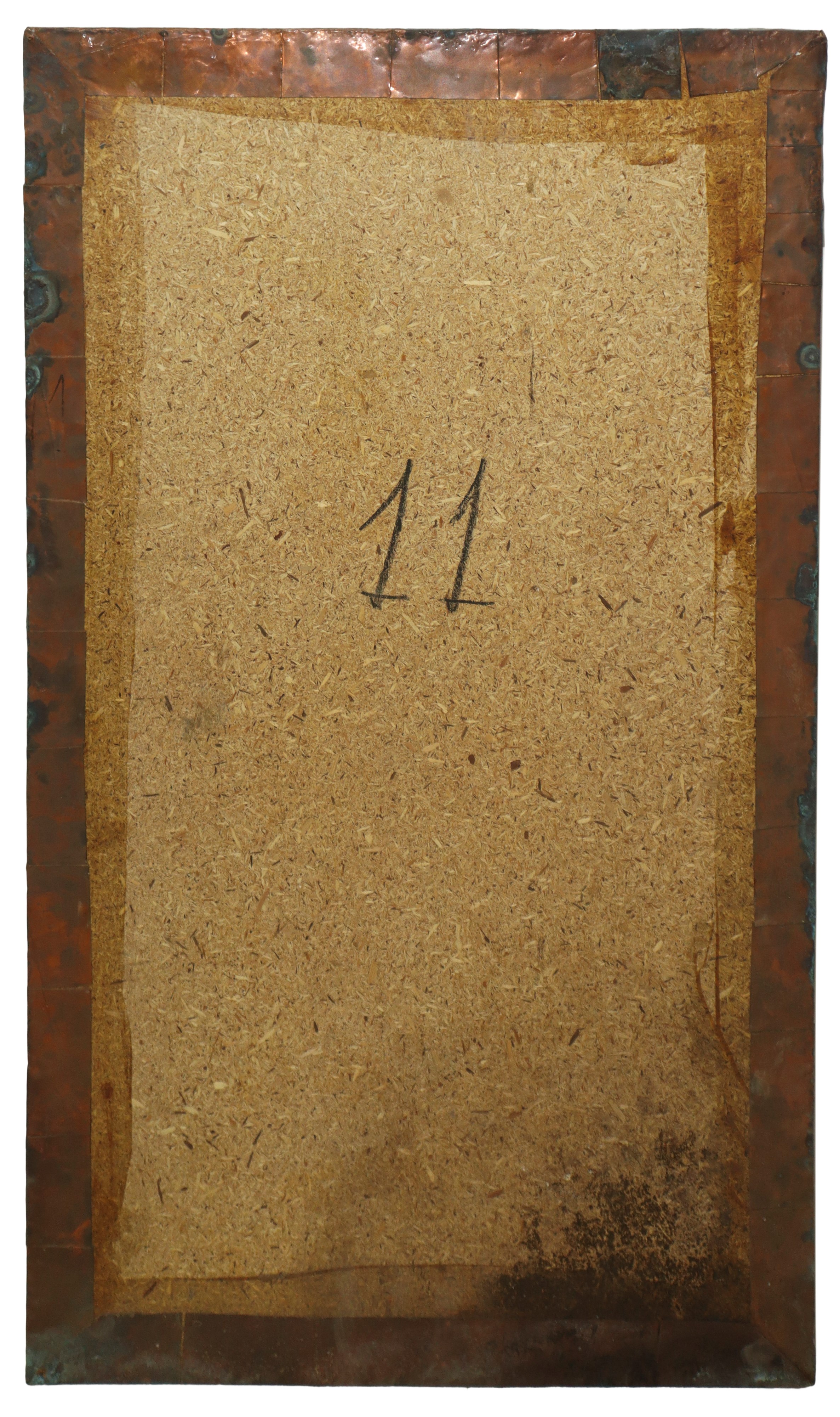 Grande pannello in lamina di ottone raffigurante Pescatore ad Acitrezza