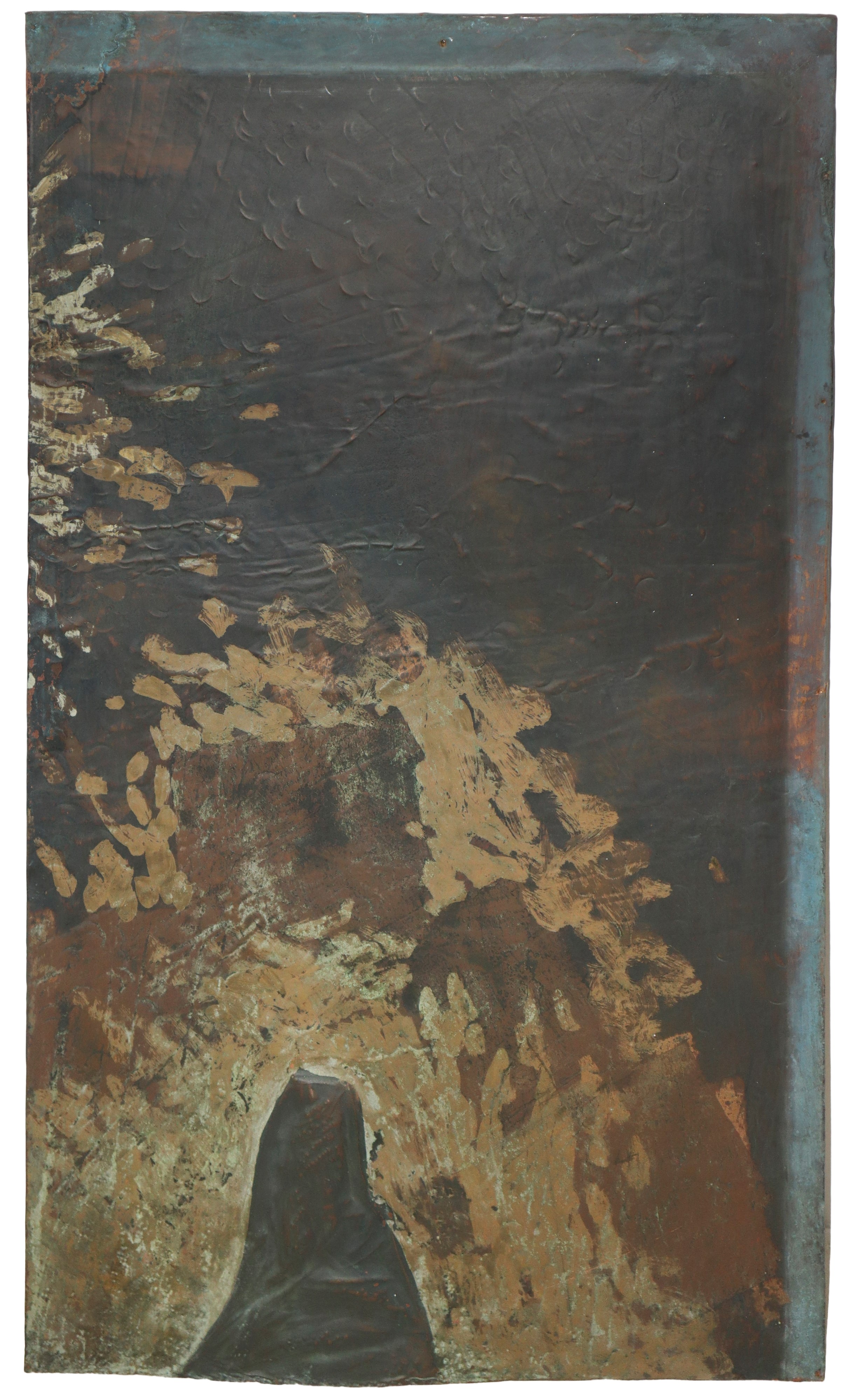 Grande pannello in lamina di ottone raffigurante Pescatore ad Acitrezza