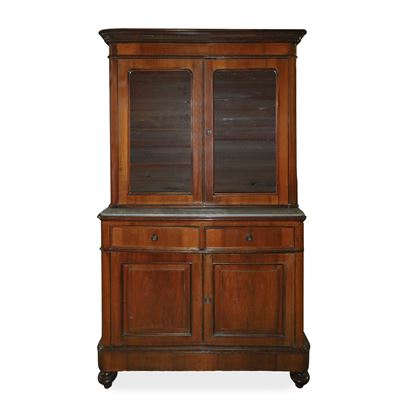 Credenza a due corpi in legno di mogano, XIX secolo
