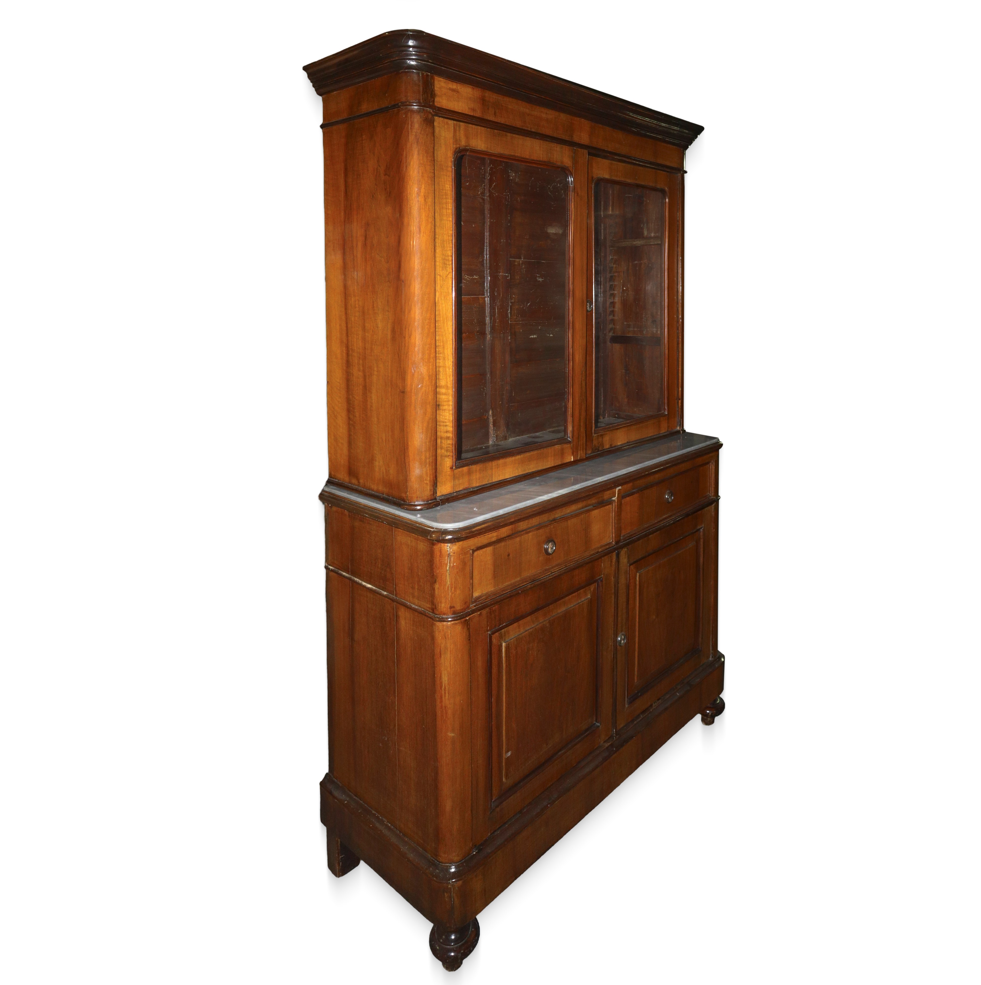 Credenza a due corpi in legno di mogano, XIX secolo