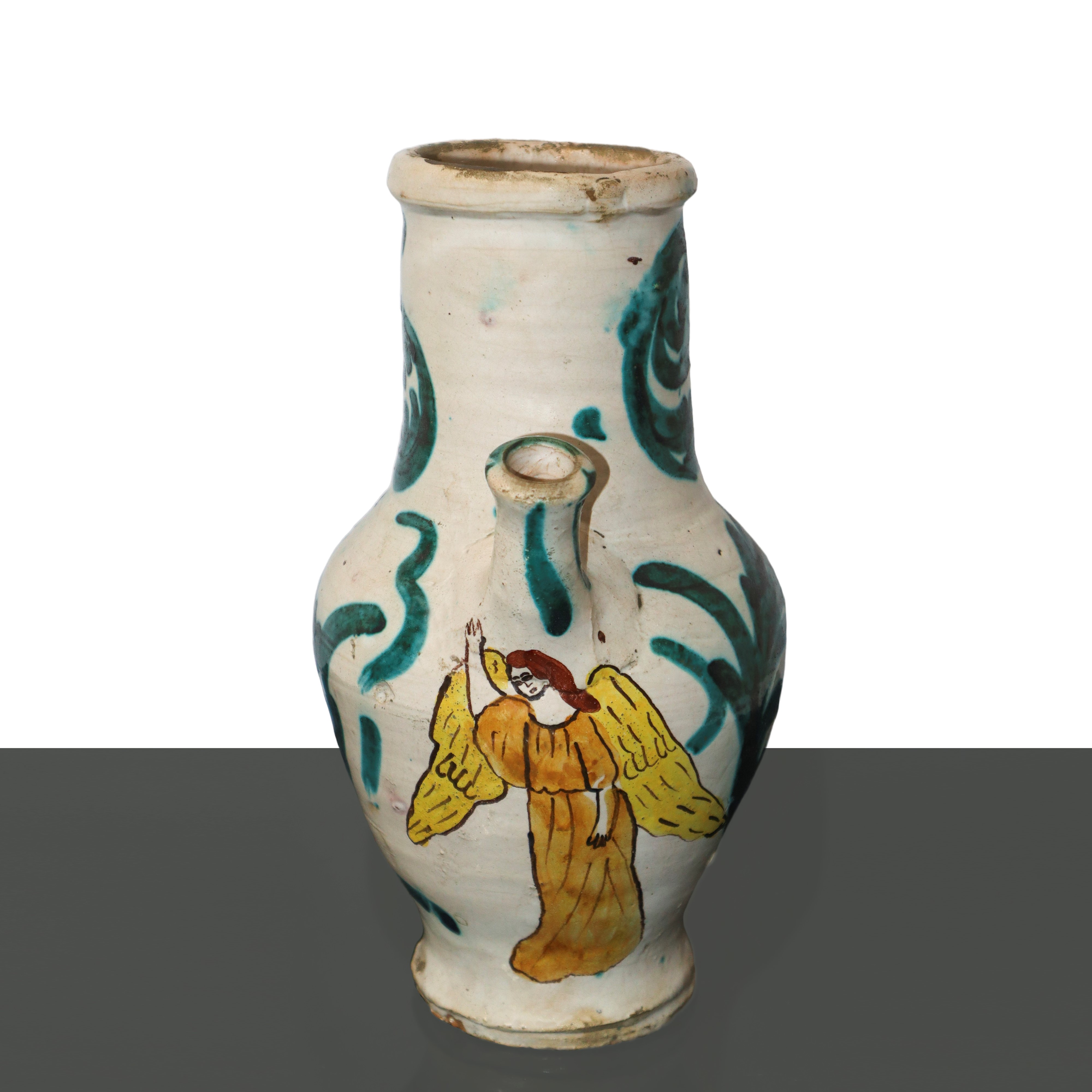 Versatoio con manico in maiolica di Caltagirone