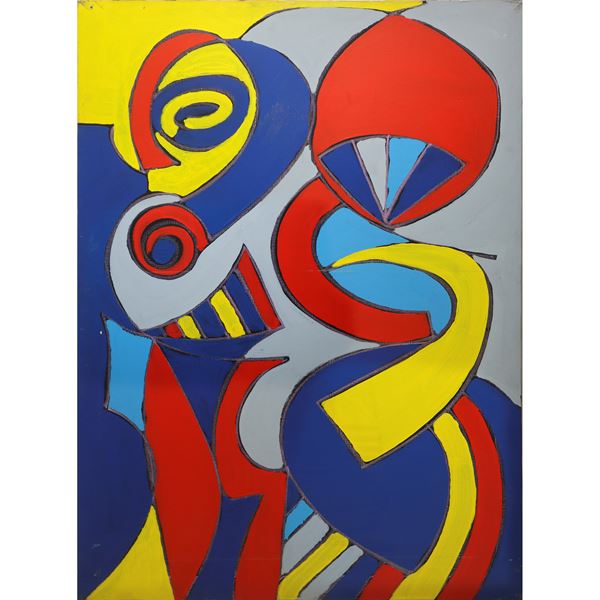 Aldo Gentilini - To Maddalena, Informal Painting in yellow, red, blue and light blue