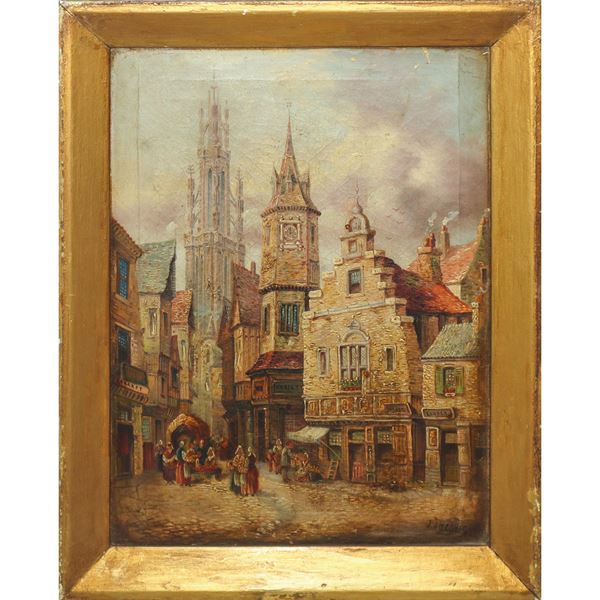 Flemish village with characters