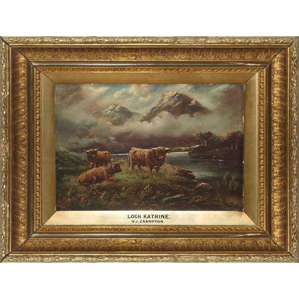 William J. Crampton - Landscape with bulls and lake