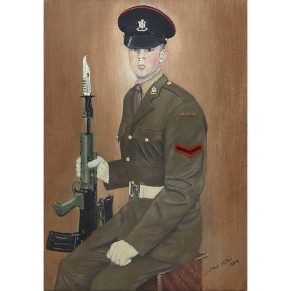 American sergeant in uniform and with bayonet