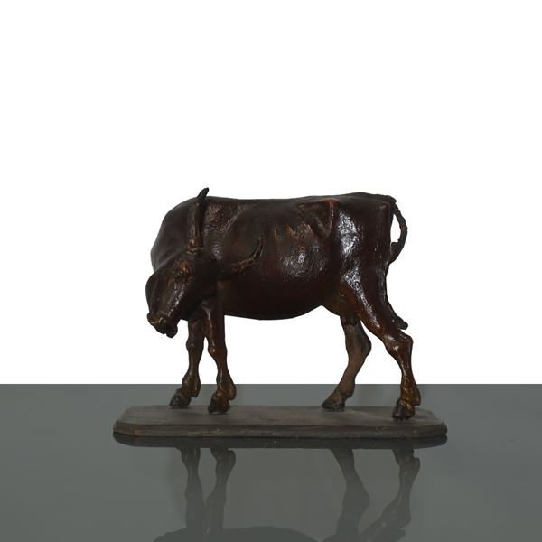 Carved wooden ox from the Neapolitan nativity scene